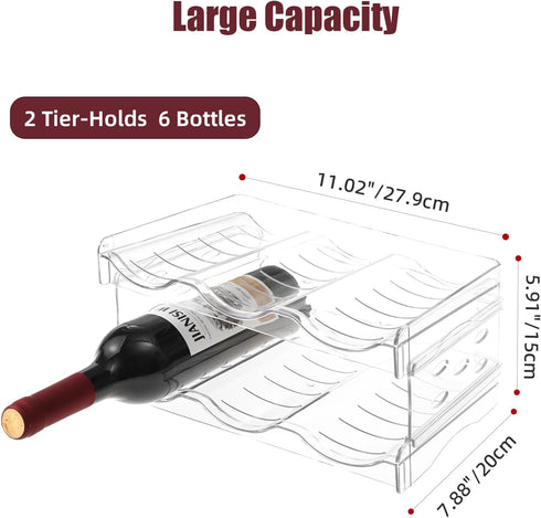 Stackable Wine Racks Countertop - Water Bottle Organizer for Cabinet & Fridge - Wine Bottle Holder - Fridge Organizer, Wine Holder, Wine Rack for Inside Cabinet, Plastic, Hold 6 Bottles by YENXIKU