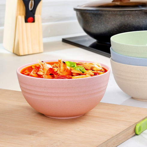Unbreakable Cereal Bowls, 24 OZ Wheat Straw Fiber Lightweight Bowl Sets, Dishwasher & Microwave Safe