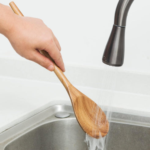 2PCS Acacia Wooden Spoons for Cooking, 14 Inch Smooth Finish Cooking Spoons, Comfortable Grip Wood Utensils