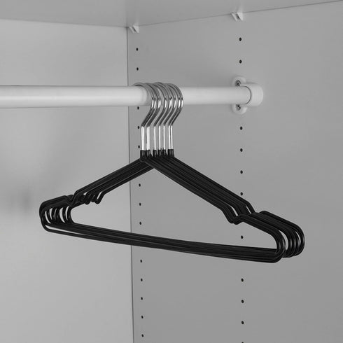 Home Basics Chrome Hangers, PVC Coated, Non-Slip Garment Hanger for Closet Organizer, Pack of 10, Black