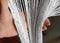 1x2 M Door String Curtain - Rare Flat Silver Ribbon Thread Fringe Window Panel Room Divider for Wedding