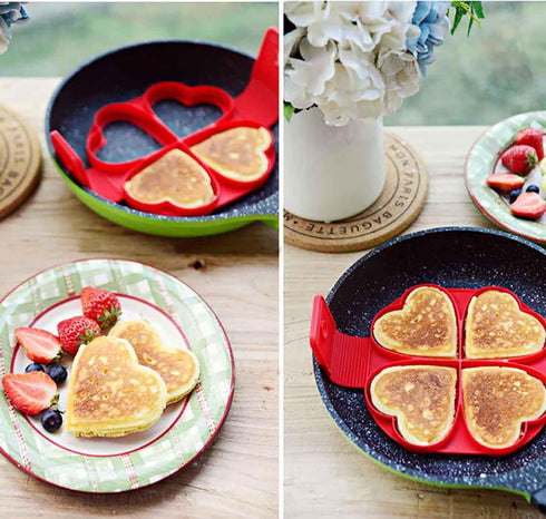 Flip N Cook Silicone Pancake Mold, 2pcs (Flower + Square)