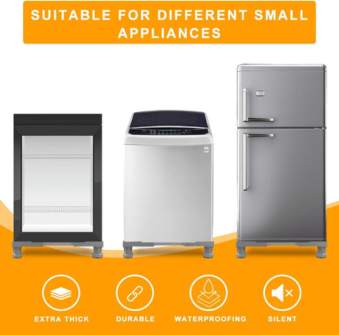 Mini Fridge Stand Adjustable Universal Base, 4 Strong Feet Washer Dryer Pedestal for Refrigerator, Grey