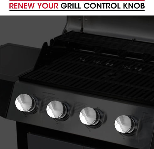 Unicook 4 Pack Grill Control Knob - Gas Burner Replacement, Chrome Plated Plastic with Nonslip Grip, Fits BBQ Gas Grills