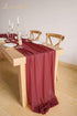 Lookein Burgundy Chiffon Table Runner 10 Feet, Sheer Wedding Table Cloth 29x120 Inches Rustic Decorations