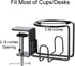 Large Desk Cup Holder, Clip On Table Anti-Spill Holder for Lawn Chair, Horizontal or Vertical Mount, Pack of 1, Black