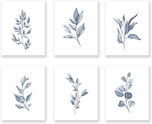 XUOIAYNB Watercolor Minimalist Leaves Wall Art Print - Modern Botanical Plant Canvas Print Set of 6, Unframed, 8X10