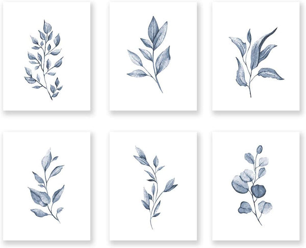 XUOIAYNB Watercolor Minimalist Leaves Wall Art Print - Modern Botanical Plant Canvas Print Set of 6, Unframed, 8X10