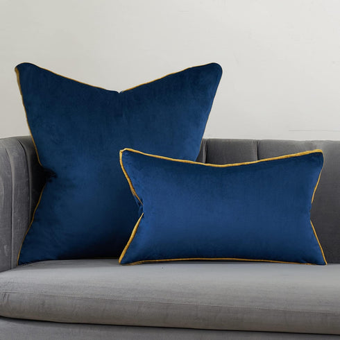 Avigers 20 x 20 Inches Navy Blue Solid Cushion Case, Luxury European Throw Pillow Cover for Couch Bedroom