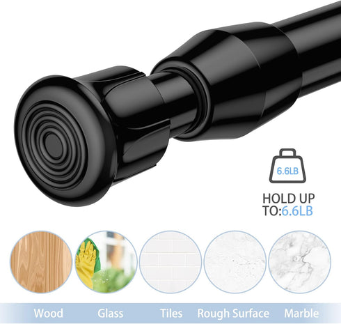AIZESI Short Tension Curtain Rods, 2 Pcs, Black, 17" to 28" Spring Tension