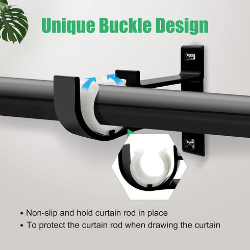 TOKPLNU Black Curtain Rod Bracket, 6 Pack Heavy Duty Holders for 1 Inch Drapery Rods, Wall Hanging Brackets