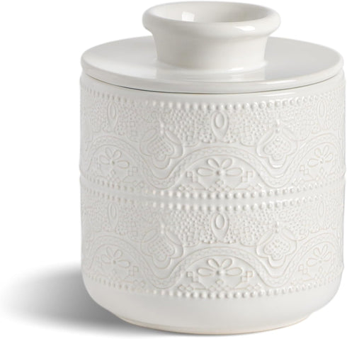 Butter Crock, Ceramic Butter Keeper & Dish with Lid - Keeps Butter