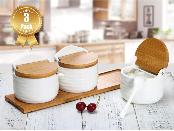 June Sky Sugar and Cream Set,Ceramic Sugar Containers with Lid and Spoon
