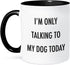 3dRose "I'm only Talking To My Dog Today" Mug, Black, 11 oz