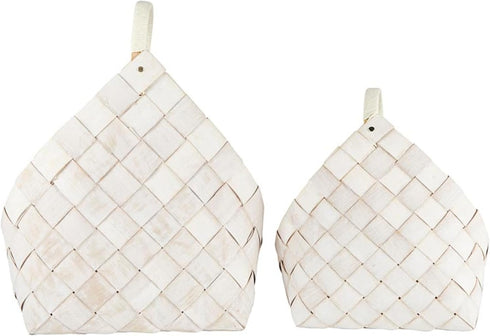 Santa Barbara Design Studio Wood Woven Storage Baskets, Nested Baskets for Home Décor, Set of 2