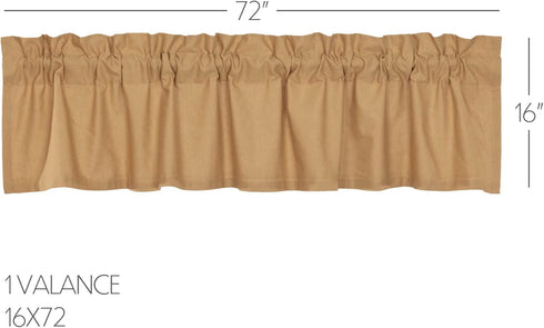 VHC Brands Simple Life Flax Khaki Country Farmhouse Kitchen Window Curtain Valance, 16x72
