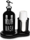 Glass Mouthwash Dispenser with Cup Holder,BYAWAY Mouthwash Set for Bathroom,16 OZ Refillable