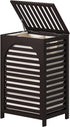 Laundry Hamper with Lid - 22.5 Gallon (85L) Bamboo Wood Clothes Basket with Lid and Handles, Brown