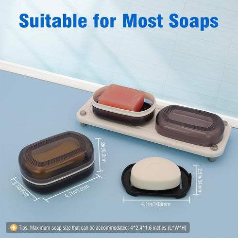 AIMAIAIMAI Travel Soap Container, Leakproof Soap Box, Travel Soap Holder with Removable Draining Layer, Portable Soap