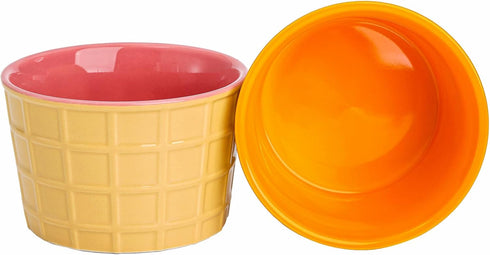 Set 6 9 Oz Elsjoy of Ceramic Ice Cream Cups, Porcelain Dessert Bowl Reusable Sundae Cups, Mini Ice Cream Bowls