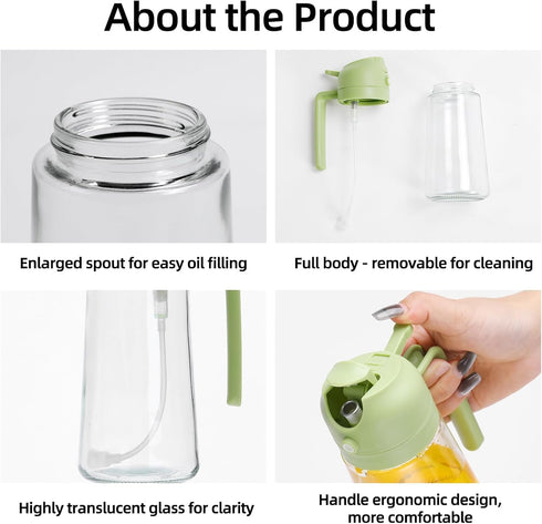 16oz,2 1 470ml (2PCS-White Aovdy Oil Sprayer for Cooking in Olive Oil Dispenser and Oil Sprayer - Olive Bottle Spray