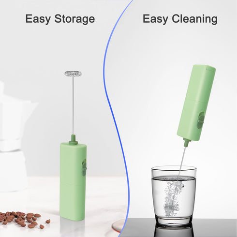 Portable Coffee Frother by ELMWAY, Battery Operated Electric Whisk, Mini Milk Frother Handled for Coffee, Latte, Matcha