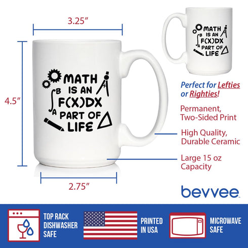 Funny Math Nerd or Teacher Gifts for Women & Men - Math is an Integral Part of Life Coffee Mug - Large 15oz White