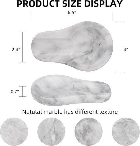 HESHIBI Marble Spoon Rest for Kitchen Stove Countertop, Marble Utensil Holder, Perfect for Spatula, Ladle, Fork (1, Light Grey)