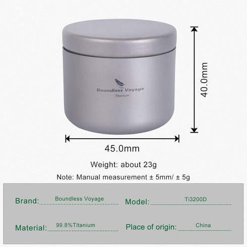 Boundless Voyage Titanium Small Tin Can Box Canister Tea Tins Coffee Tins Food Storage Container for Tea,Coffee, Herb, Candy, Chocolate, Sugar, Spices, Beans