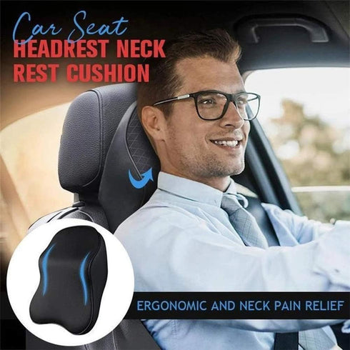 WAQIA 100% Relief14.17x11.8x3.9 (1 Pack, Car Seat Headrest Neck Rest Cushion, Car Seat Neck Pillow Pure Memory Foam