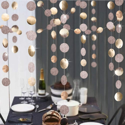 Decor365 Glitter Gold Birthday Decorations - Champagne Gold Party Garland, Circle Streamers, Backdrop for Christmas,