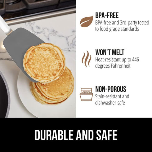 Gorilla Grip Nonstick Silicone Spatula, Heat Resistant, Flexible Head, Stainless Steel Kitchen Spatulas, 2 Pack