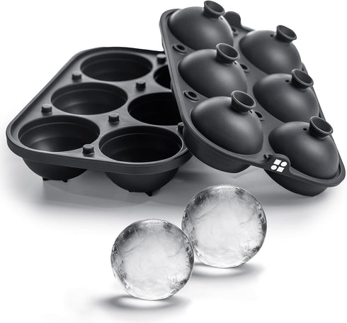 Glacio Ice Cube Molds – Large Silicone Ice & Sphere Mold Combo with Built-In Easy-Fill Funnel for Cocktails & Bourbon