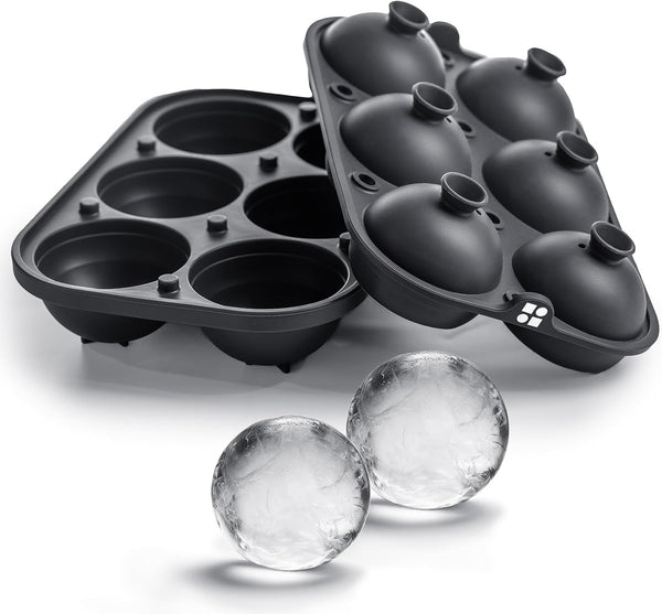 Glacio Ice Cube Molds – Large Silicone Ice & Sphere Mold Combo with Built-In Easy-Fill Funnel for Cocktails & Bourbon