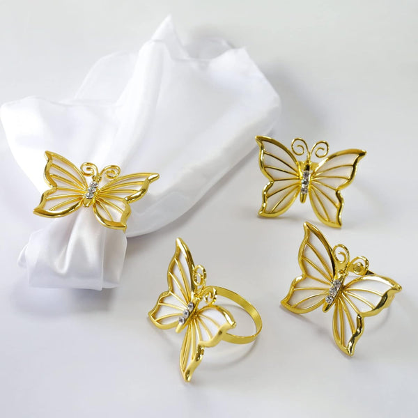 Butterfly Napkin Ring Set of 6, Metal Napkin Rings for Dinner Table Decor - Wedding Birthday Valentine's Day