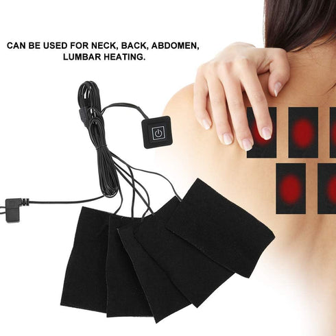 USB Electric Heated Pad, Five Heater Pads, Carbon Fiber Heated Sheet, Temperature Warmer Tool