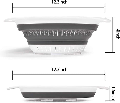 Collapsible Strainer/Colander Set of 2-Piece - 5 Quarts Food-Grade Silicone Kitchen Filter for Pasta, Veggies