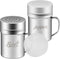 Stainless Steel Salt and Pepper Shakers Set, 6 OZ Spice Shaker with Lid and Handle, Medium Holes, 2 Pieces