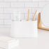 Countertop, Yew Design Matte White Large Toothbrush and Toothpaste Holder and Cup for Bathroom Vanity and Round
