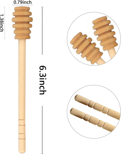 4PCS Honey Mixing Stirrer, Wooden Honey Dipper, Smooth Honey Comb Stick, Honey Spoon Collecting Dispensing Drizzling
