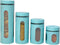 Kitchen Canisters Set for Countertop by Home Basics, Retro-Styled Stainless Steel and Glass, 4 Pieces (Turquoise)