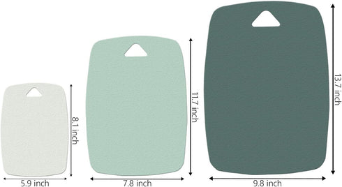 Kitchen Plastic Cutting Board Set of 3, Professional Multi Color Chopping Boards Sets,Dishwasher Safe Cutting Boards for Fruit Meat Kitchen, Green by BALMYSPACE