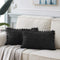 Fancy Homi Pack of 2 Black Lumbar Decorative Throw Pillow Covers with Pom-poms, Soft Corduroy Solid Rectangle Cushion