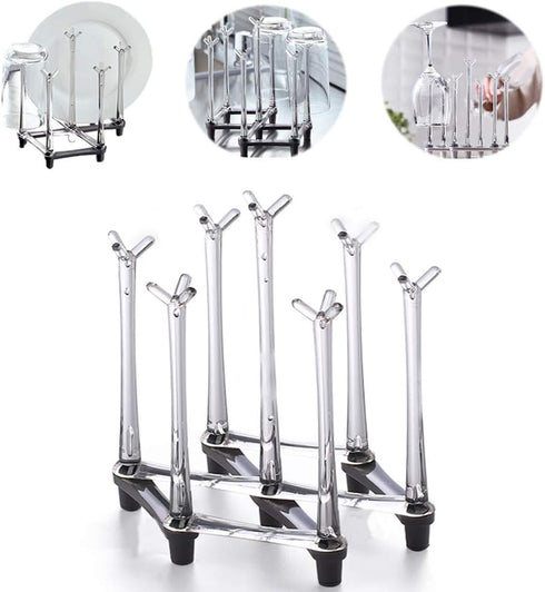 Marbrasse Retractable Cup Drying Rack, Drinking Glass and Sports Bottle Drainer Stand for Kitchen Countertop, 2p