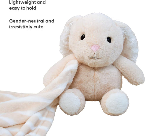 Set 0+ The Peanutshell Gift Adorable Fluffy Stuffed Animal Bunny Rabbit & Pink Baby Blanket for Girls, Cute Plushies