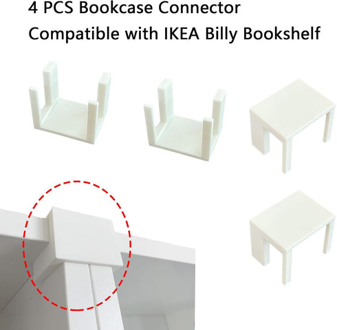 spansee 4 PCS Bookcase Connector Compatible with IKEA Billy Bookshelf, Bookshelf Aligner Shelf Straightener
