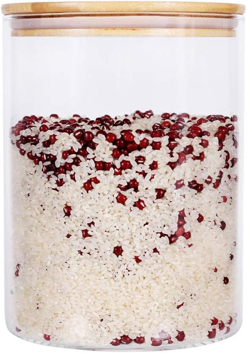Large Glass Food Storage Container, 100 FL OZ (3000ml) with Airtight Bamboo Lids for Pantry, BPA-Free Cereal Dispenser