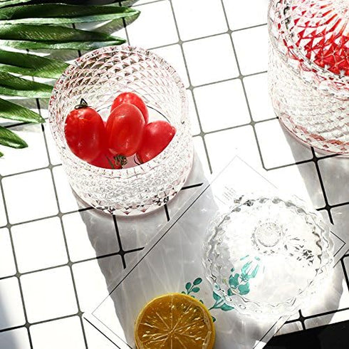 Home Basic Food Storage Organization Set - Crystal Diamond Faceted Jar with Lid, Suitable as Candy Dish (Transparent,