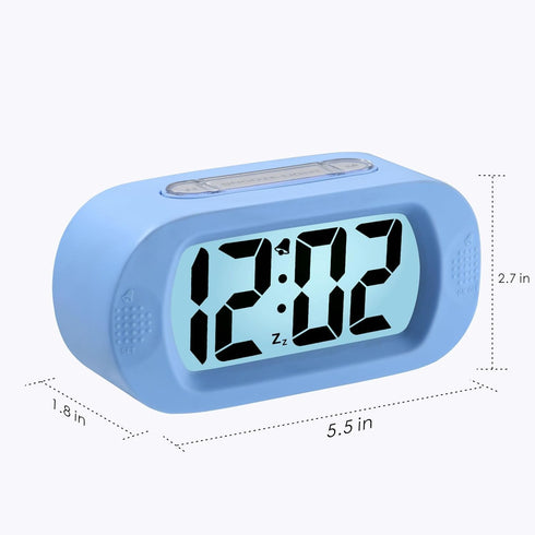 Snooze Plumeet Kids Alarm Clock Large Digital LCD Travel Alarm Clocks with and Night Light - Ascending Sound