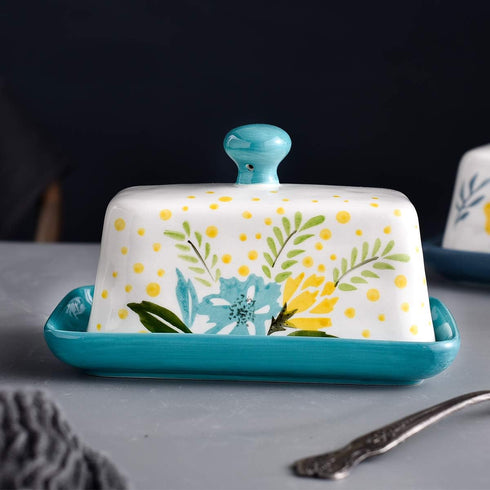 Countertop Wisenvoy Butter Dish Ceramic Butter Dish with Lid Butter Keeper Butter Dish with Lid for Flower Butter Crock